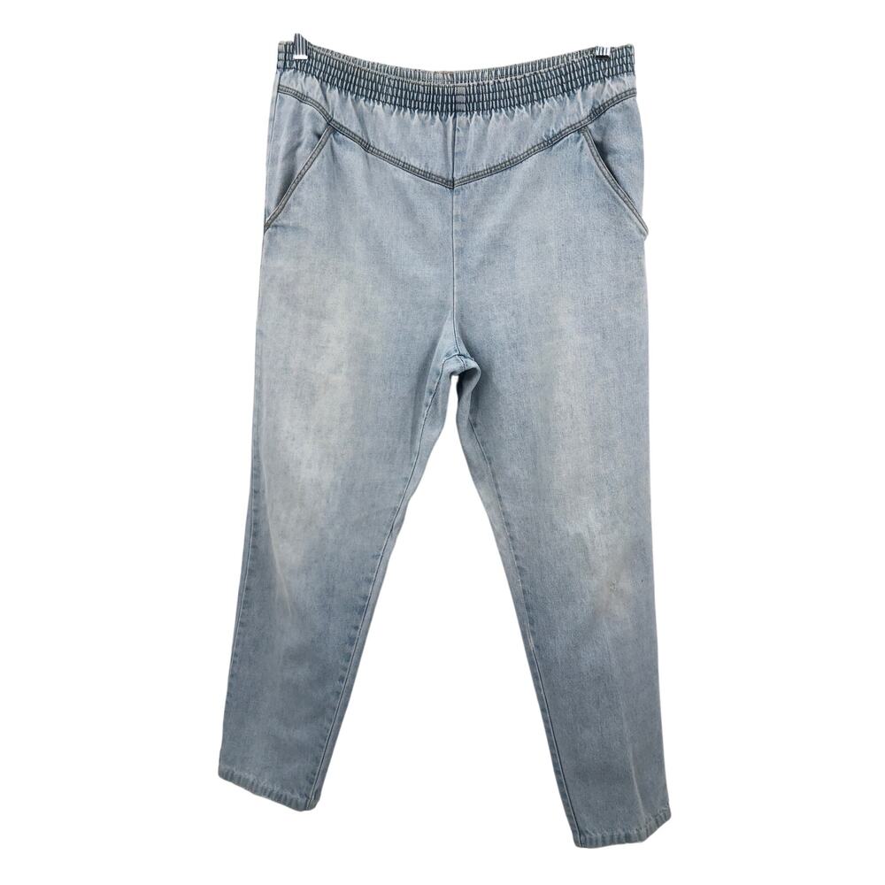 Vintage Zac Sport Light Wash Pockets Pull On Ultra High Rise Tapered Leg Jeans